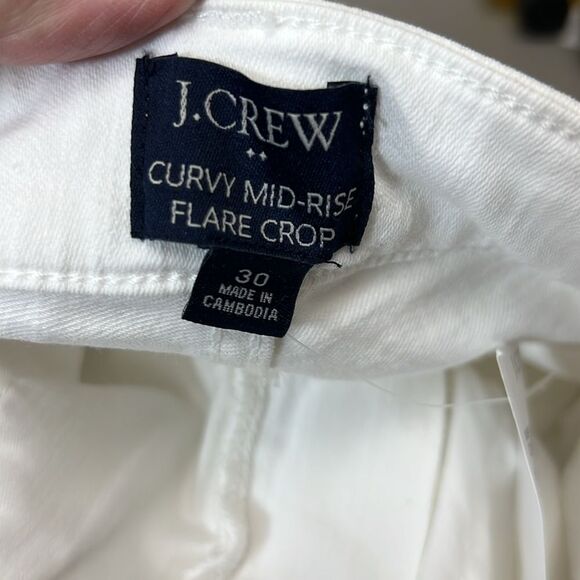 J. Crew Factory CG432 white Curvy mid-rise flare crop jean in signature NWT - Picture 7 of 10